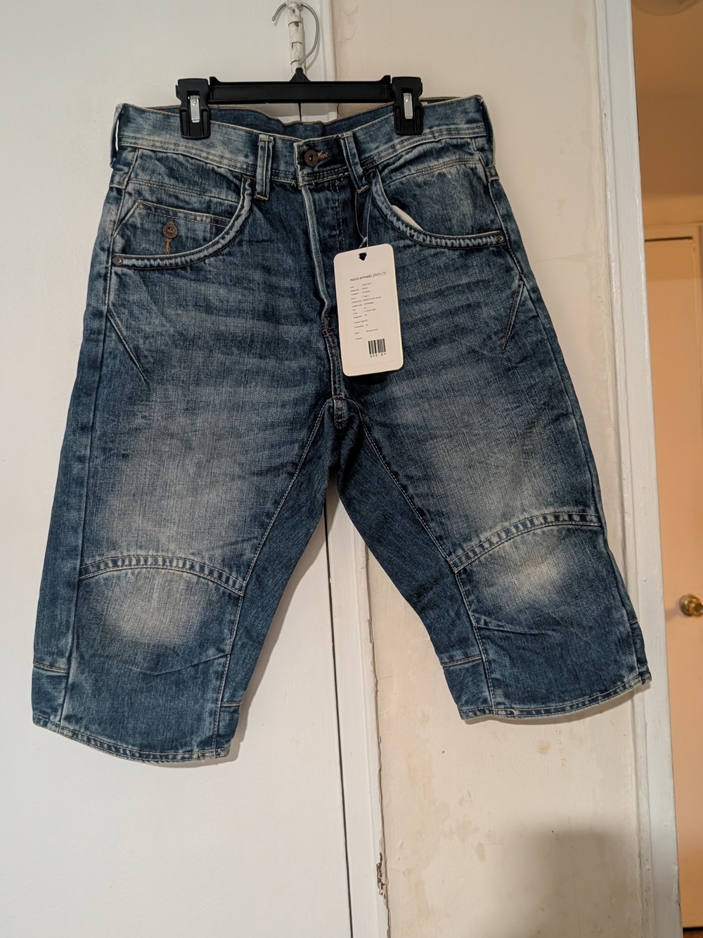 H&M Distressed Mid-Blue Men's Denim Cargo Shorts